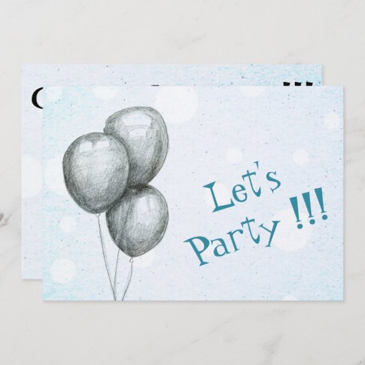 バルーンパーティの招待状 招待状 (正面/裏面)