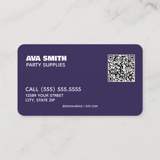 🎈🎁バルーンパーティーカスタムQR 名刺 (裏面)