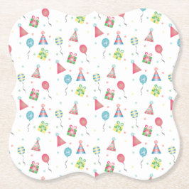 バルーンパーティー帽子プレゼント誕生日 カラフル ペーパーコースター