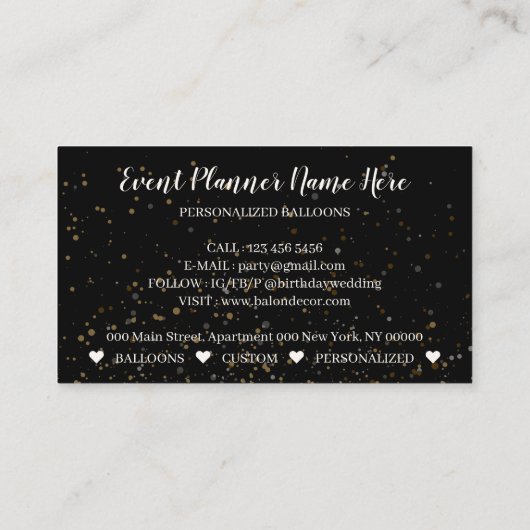 バルーンパーティー装飾イベントプランナー誕生日 名刺 (裏面)