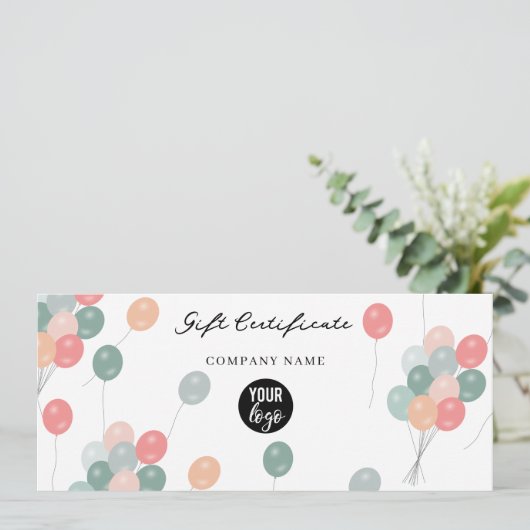 バルーンビジネスロゴギフト証明書利用券 (スタンド正面)