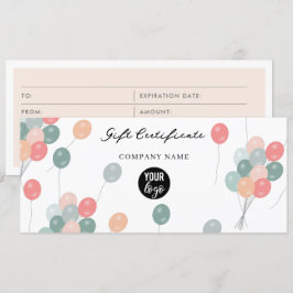 バルーンビジネスロゴギフト証明書利用券