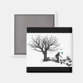 バルーンピエロオールドツリー&ブラックバードターコイズ マグネット (正面/裏面)