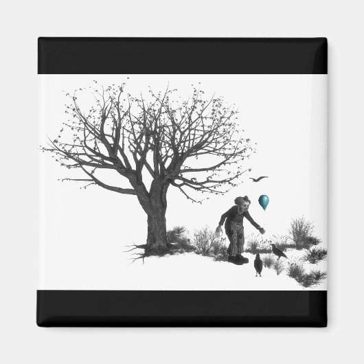 バルーンピエロオールドツリー&ブラックバードターコイズ マグネット (正面)