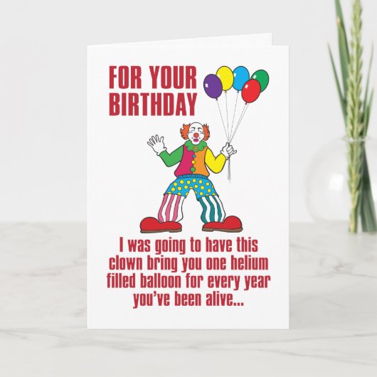 バルーンピエロユーモアのあるの誕生日カード カード (正面)