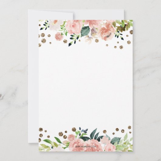 バルーンピンクのフローラガールベビーシャワーでドライブ 招待状 (裏面)