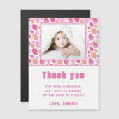 バルーンピンクガールの写真誕生日ありがとう磁石 (正面/裏面)