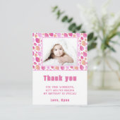 バルーンピンクガールキッドの写真誕生日ありがとう ポストカード (スタンド正面)