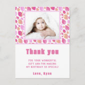 バルーンピンクガールキッドの写真誕生日ありがとう ポストカード (正面)