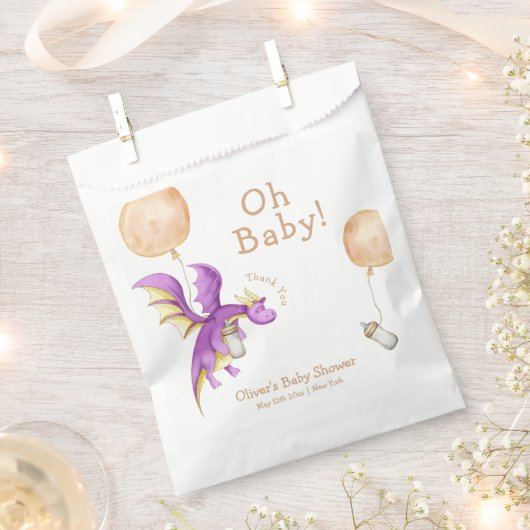 バルーンフェアリーお洒落ドラゴンボトルベビーシャワー フェイバーバッグ (クリップ留めされた状態)