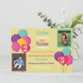 バルーンフォトバースデーパーティー紙吹雪ボーイガールズ 招待状 (スタンド正面)