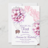 バルーンフラワーガーリーズ1stバースデーキッズパーティー 招待状 (正面)