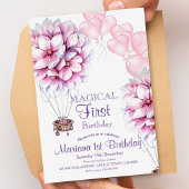 バルーンフラワーガーリーズ1stバースデーキッズパーティー 招待状