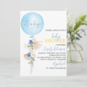 バルーンフローラボーイベビーシャワー招待状 招待状 (スタンド正面)