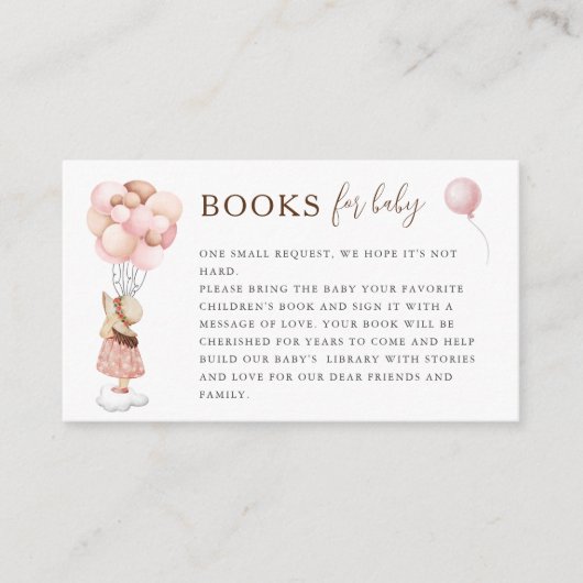 バルーンブック付きガールベビーシャワーベビー エンクロージャーカード (正面)