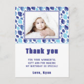 バルーンブルーキッドの写真誕生日ありがとう ポストカード (正面)