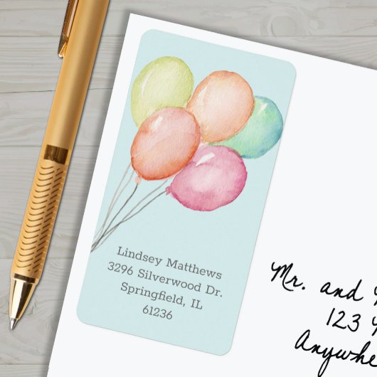 バルーンブルーベビーシャワー差出人住所 ラベル