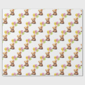 バルーンブーケ付き誕生日ベア ラッピングペーパー (フラット)