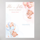 バルーンベア男の子または女の子のジェンダーが投票ポスターを明らかにする ポスター (正面)