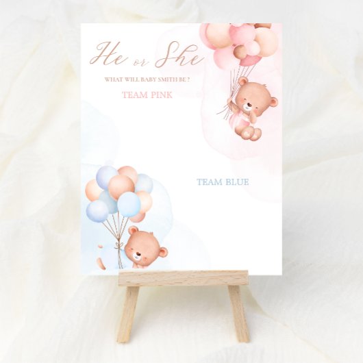 バルーンベア男の子または女の子のジェンダーが投票ポスターを明らかにする ポスター