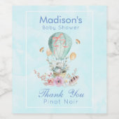 バルーンベイビーシャワーにかわいいバニー ワインラベル (シングルラベル)