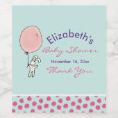 バルーンベイビーシャワーを持ったかわいいバニー ワインラベル (シングルラベル)