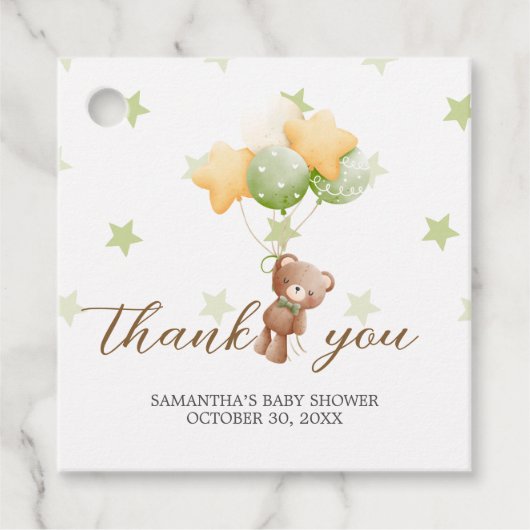 バルーンベイビーシャワースクエアを待つことができる フェイバータグ (正面)