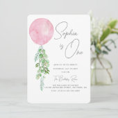 バルーンベビーガール1stバースデーファーストEucalyptus 招待状 (スタンド正面)