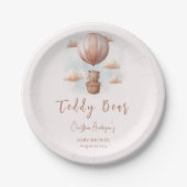 バルーンベビーシャワーのテディベア ペーパープレート (正面)