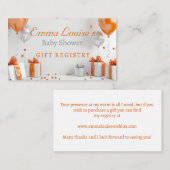 バルーンベビーシャワーオレンジギフトレジストリ エンクロージャーカード (正面/裏面)