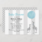 バルーンベビーシャワー付きギラッフェ招待状 招待状 (正面/裏面)