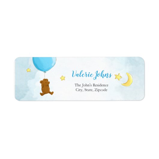 バルーンベビーシャワー付きテディベア ラベル (正面)