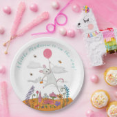 バルーンベビーシャワー付き可愛い白いベビーマウス ペーパープレート (パーティー)