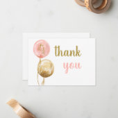 バルーンベビーシャワー女の子ツインズありがとうノートカード ノートカード (正面/裏面インサイチュ)