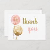 バルーンベビーシャワー女の子ツインズありがとうノートカード ノートカード (正面/裏面)
