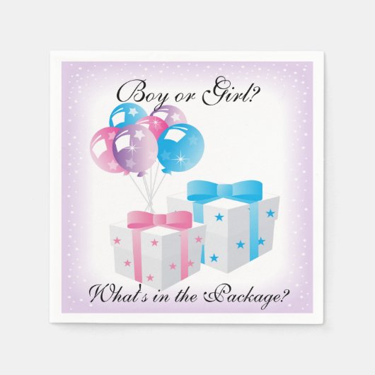 バルーンベビージェンダー表示紙パーティーナプキン スタンダードカクテルナプキン (正面)