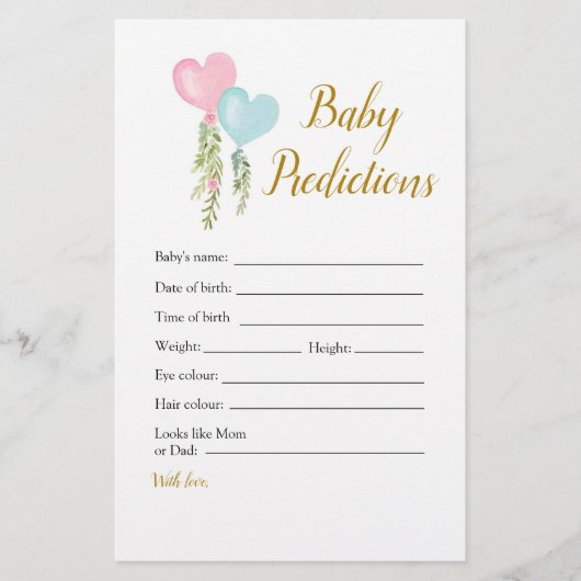 バルーンボーイまたはガールジェンダーがベビー予測を明らかにする (正面)