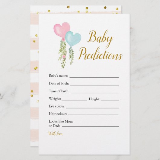 バルーンボーイまたはガールジェンダーがベビー予測を明らかにする (正面/裏面)