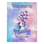 バルーンポスター付き美しい一角獣ウェルカムサイン ポスター (正面)