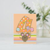 バルーンマウスオレンジ4th誕生日はがき ポストカード (スタンド正面)
