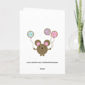 バルーンマウスピンクハッピー1歳の誕生日カード カード (裏面)