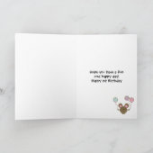 バルーンマウスピンクハッピー1歳の誕生日カード カード (内部)