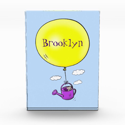 バルーンマンガで散水缶のかわいいマウス フォトブロック (正面)