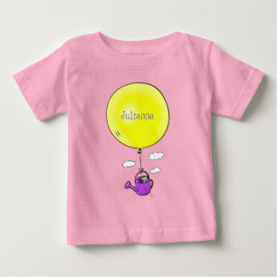 バルーンマンガで散水缶のかわいいマウス ベビーTシャツ