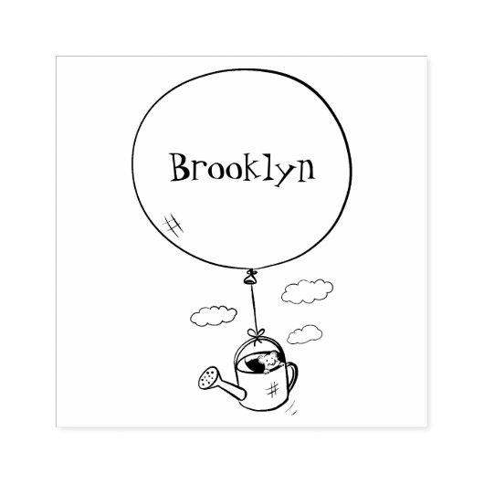 バルーンマンガで散水缶のかわいいマウス ラバースタンプ (インプリント)