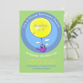 バルーンマンガで散水缶のかわいいマウス 招待状 (スタンド正面)