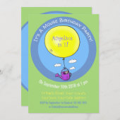 バルーンマンガで散水缶のかわいいマウス 招待状 (正面/裏面)