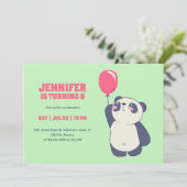 バルーンマンガ付き可愛いパンダ子供の誕生日 招待状 (スタンド正面)