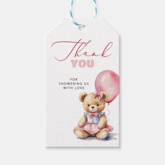 バルーンミニマルモダン主義の赤ちゃんシャワー ギフトタグ (正面)