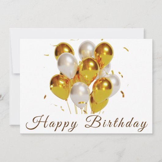 バルーンモダンスエレガントクリプトハッピーバースデー カード (正面)